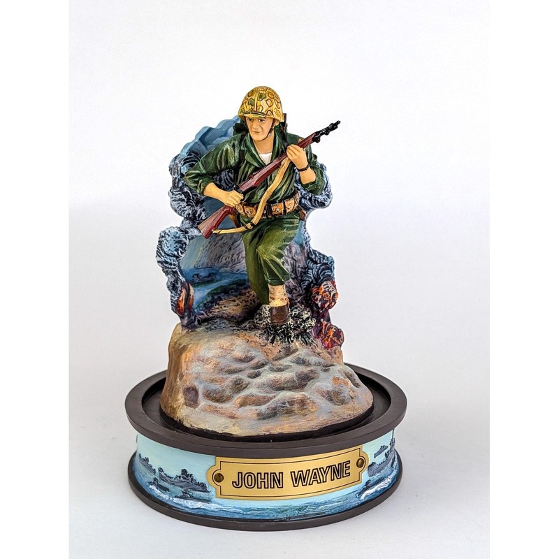 1990s John Wayne Sands of Iwo Jima Figurine Franklin Mint WW2 Statue