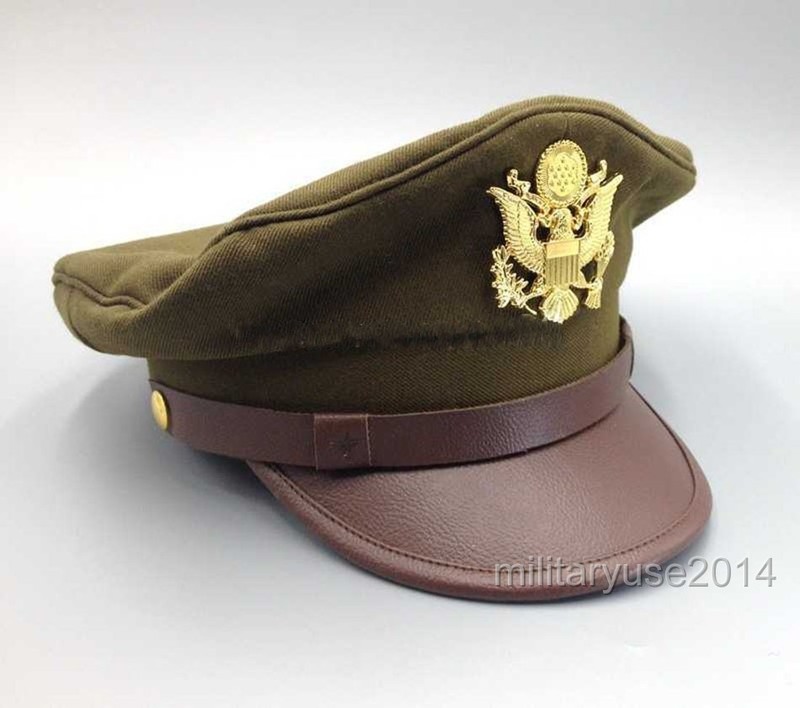 US Army Air Corps Force Military Hat Officer Wide Brim Eagle Badge Hat Cap -M gallery
