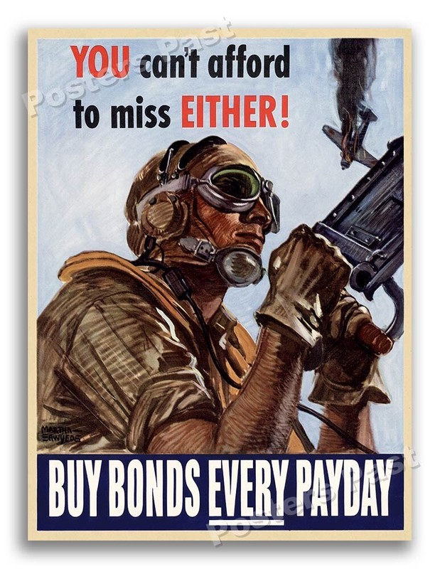 “You Can’t Afford To Miss Either!” 1944 Vintage Style WW2 War Poster – 18×24