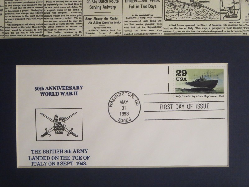 1943 - The US Army Invades Italy & First Day Cover of its own stamp gallery