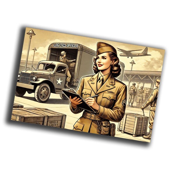 nice vintage female logistics in military uniform WW2 Photo Glossy 4*6 in J47