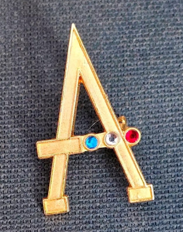 Commemorative D-Day Museum Collectible Brooch Pin "A" With Red White Blue Stones gallery