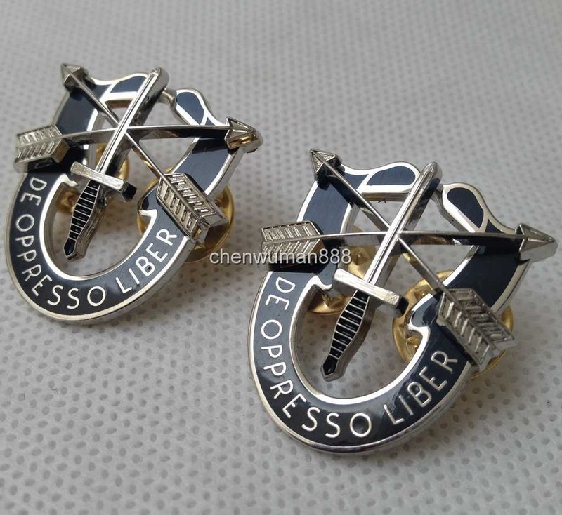 2PCS MILITARIA - SPECIAL FORCES CREST - US ARMY SFG AIRBORNE - SF PIN BADGE gallery