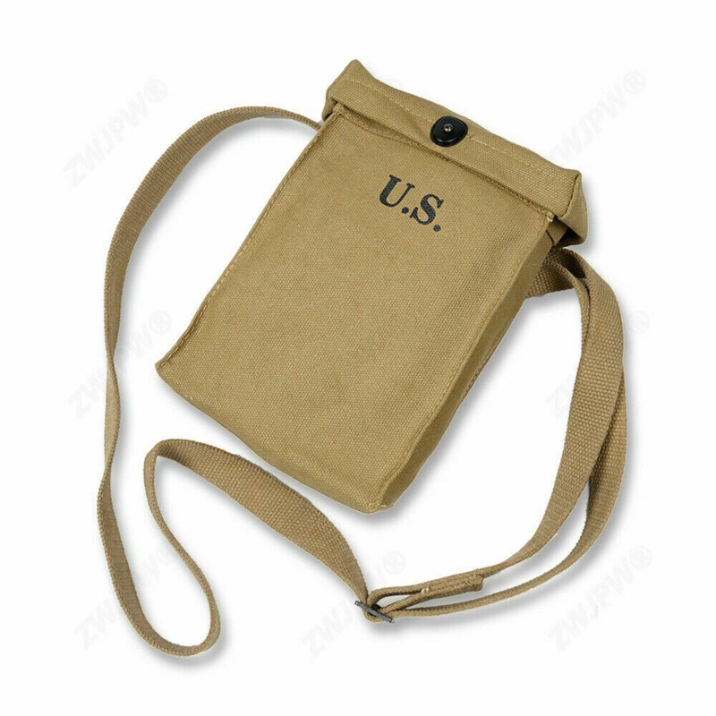 WW2 US ARMY CANVAS ARTICLE 6 CAPACITY FIELD POUCH W SHOULDER STRAPS gallery