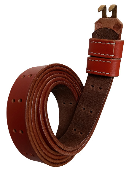 M1907 GARAND RIFLE CARRY BROWN SLING COPPER FITTINGS