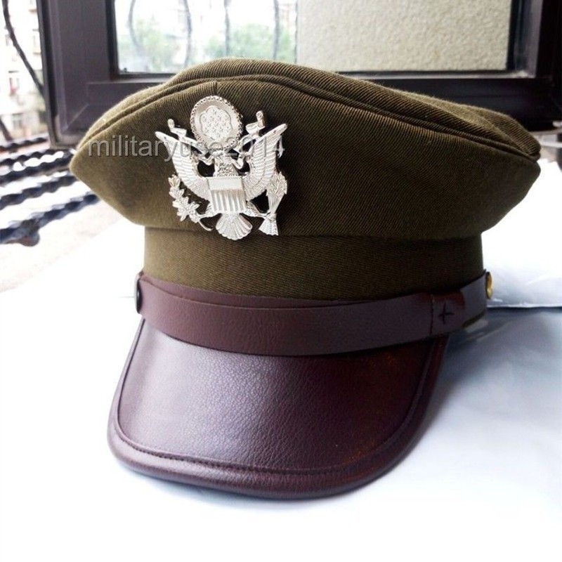US ARMY AIR CORPS FORCE MILITARY HAT OFFICER WIDE BRIM EAGLE BADGE HAT CAP L