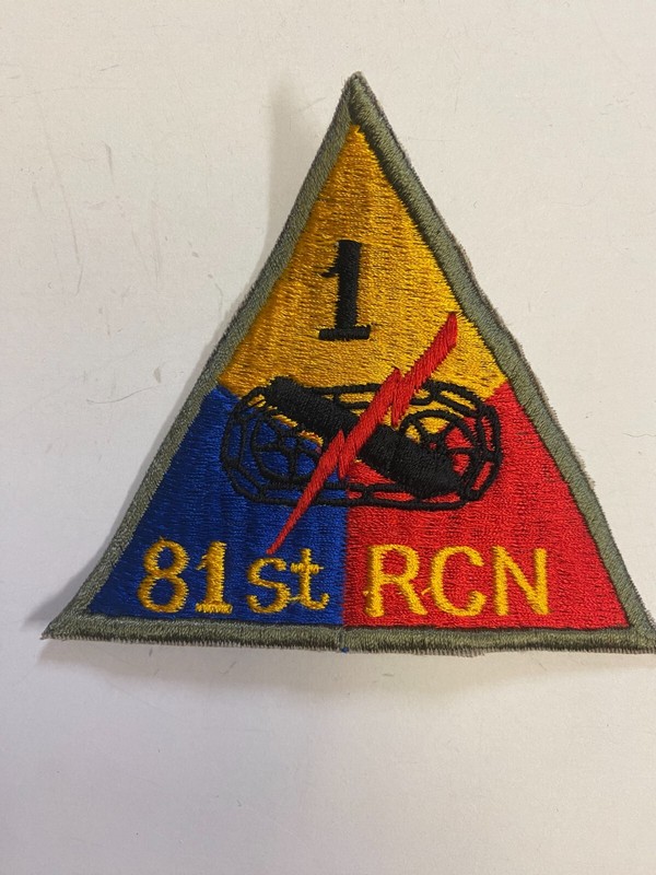 F0317 Repro WW2 US Army Armored Tank Triangle 81st RCN 1st Division IR16A