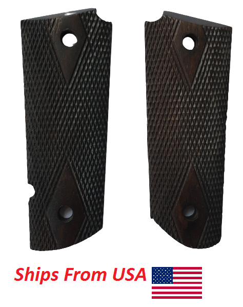 WWII US Army Original M1911 / 1911 .45 Colt Ebony Wood Pistol Grips Repro