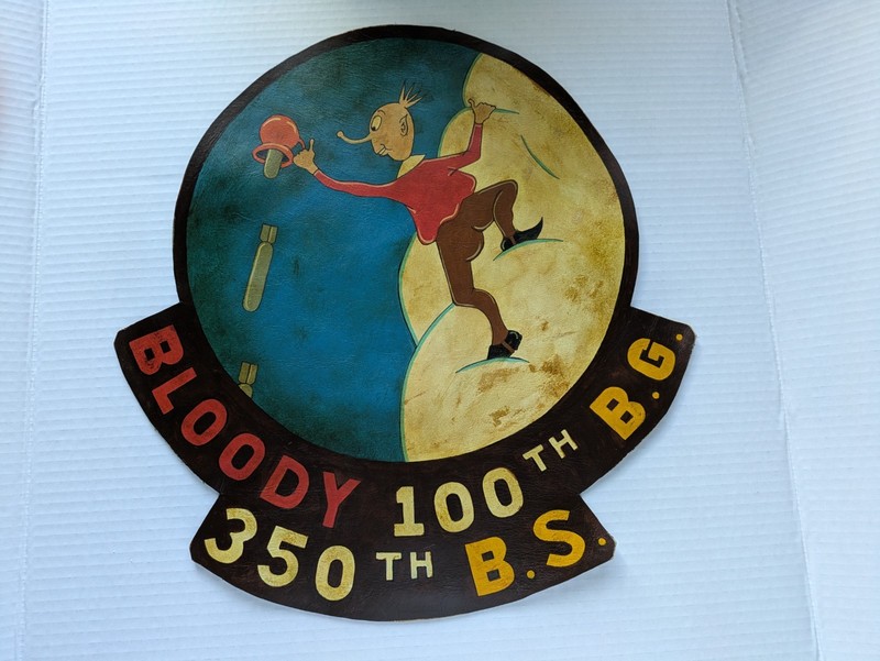WW 2 350th Bomb Squadron 100th Bomb Group, leather back of jacket patch