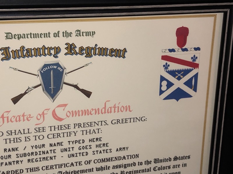 18TH INFANTRY REGIMENT / COMMEMORATIVE - CERTIFICATE OF COMMENDATION gallery