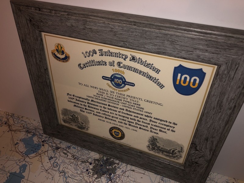 100TH INFANTRY DIVISION / COMMEMORATIVE - CERTIFICATE OF COMMENDATION gallery