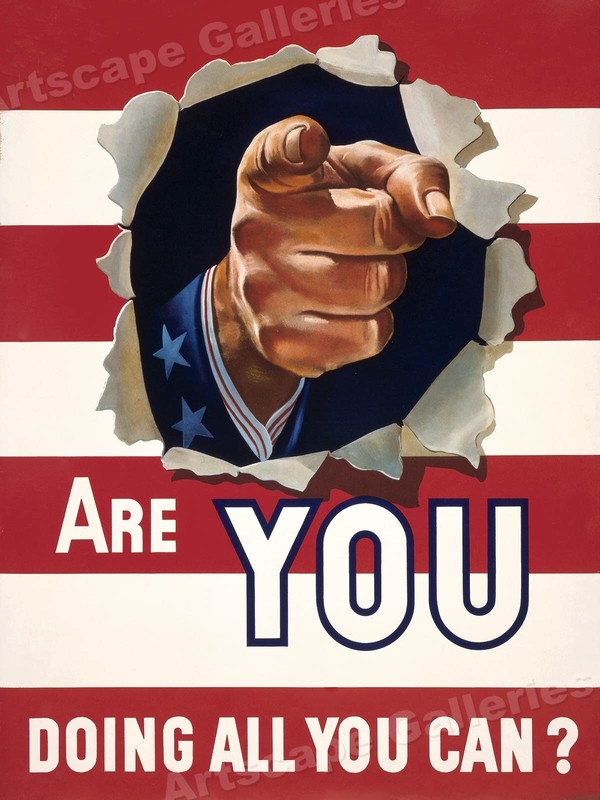 1942 “Are You Doing All You Can?” WW2 War Morale Poster 20×28