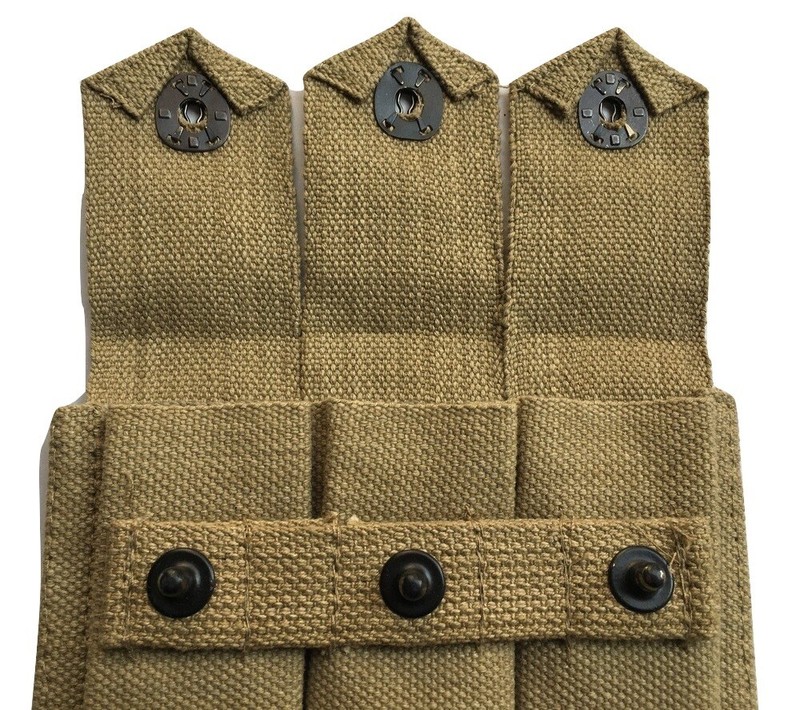 U.S. Army GI Repro Canvas Triple Cell 3 Pocket 30 Round Belt Pouch Holster-Khaki gallery