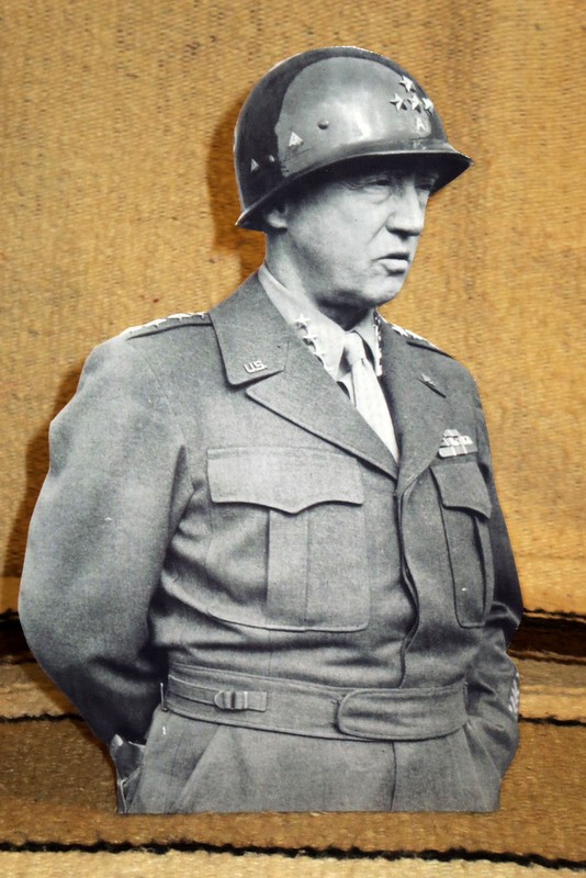 General George Patton World War 2 Figure B&W Tabletop Display Standee 10″ Tall
