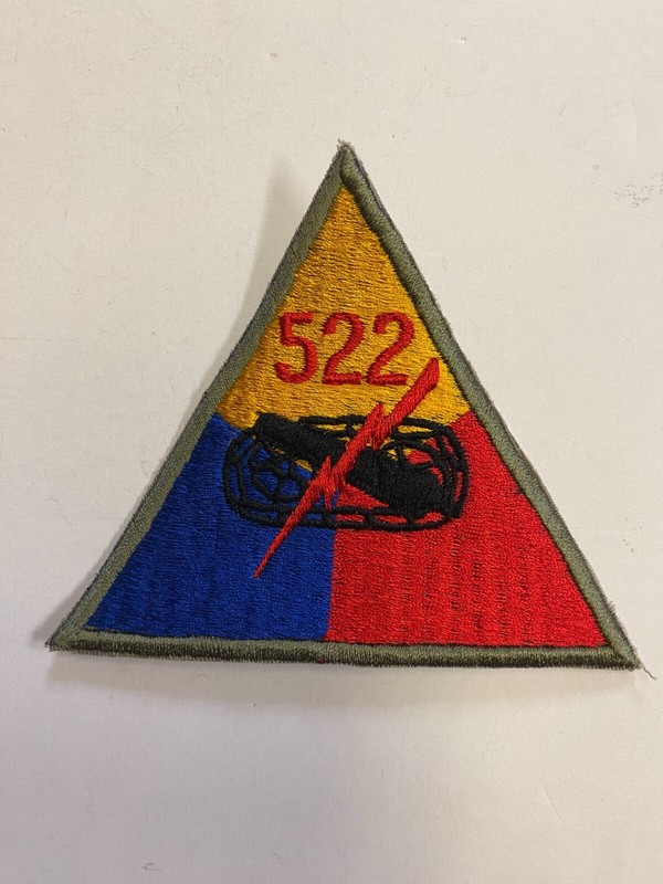 F0306 Repro WW2 US Army Armored Tank Triangle 522 Field Artillery IR16A
