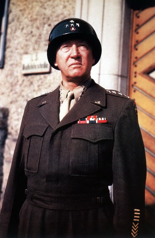 COLOR WW2 Photo Portrait of General Patton US Army WWII World War Two 3rd Armor