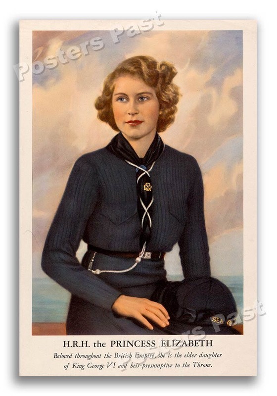 “H.R.H. the Princess Queen Elizabeth” 1941 Vintage Style WW2 War Poster – 16×24