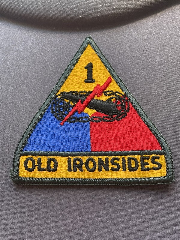 US Army 1st Armored Division with OLD IRONSIDES Tab and Shoulder Patch 3 3/4”x4”
