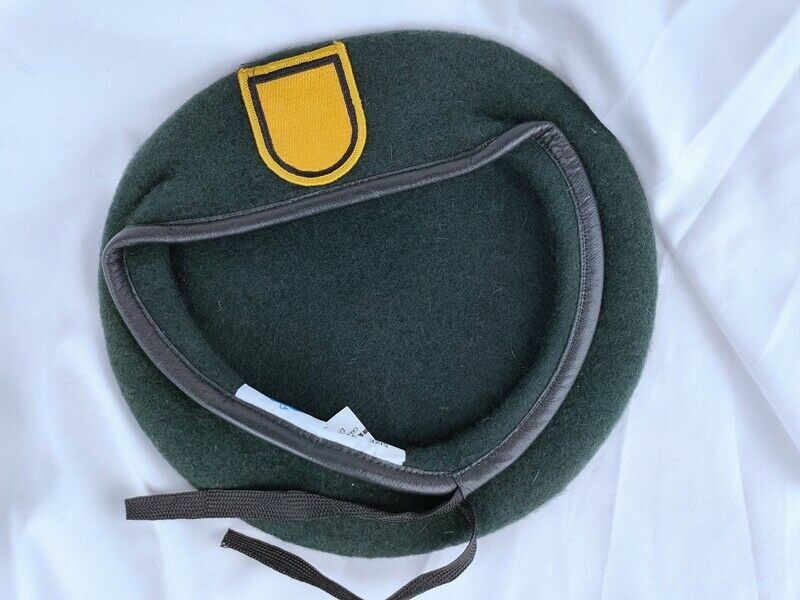 SIZE 7-1/4 US ARMY 1TH SPECIAL FORCES GROUP BLACKISH GREEN COLOR WOOL BERET CAP