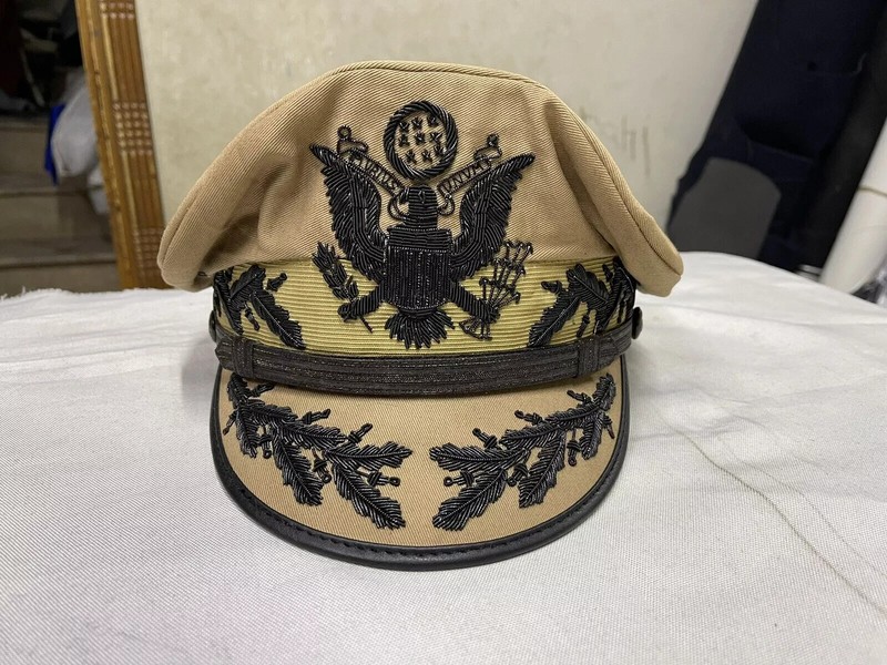 US Army Peaked Cap General Douglas Macarthur's Uniform Military Khaki Hat large gallery