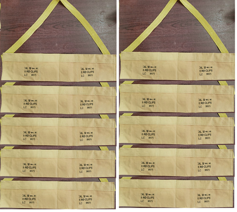 (Set of 10) WWII US Army Cotton Cloth Bandolier .30 M1 Garand Cloth Cover- KHAKI