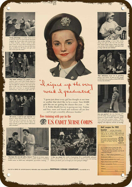1944 U.S. Cadet Nurse Corps School Vintage-Look DECORATIVE REPLICA METAL SIGN