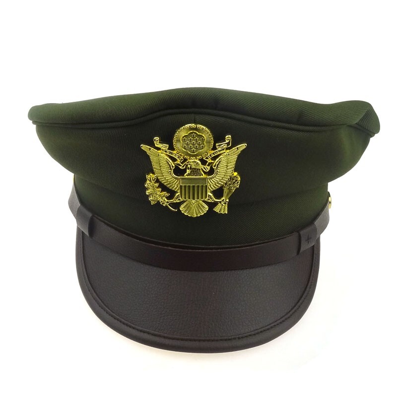 WW2 US Army Air Corps Officer Crusher Hat Military Cap W Golden Eagle Badge XL