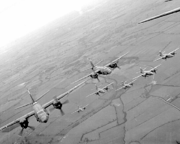 Formation of Martin B-26 Marauder Aircraft in flight 8x10 WWII Photo 976