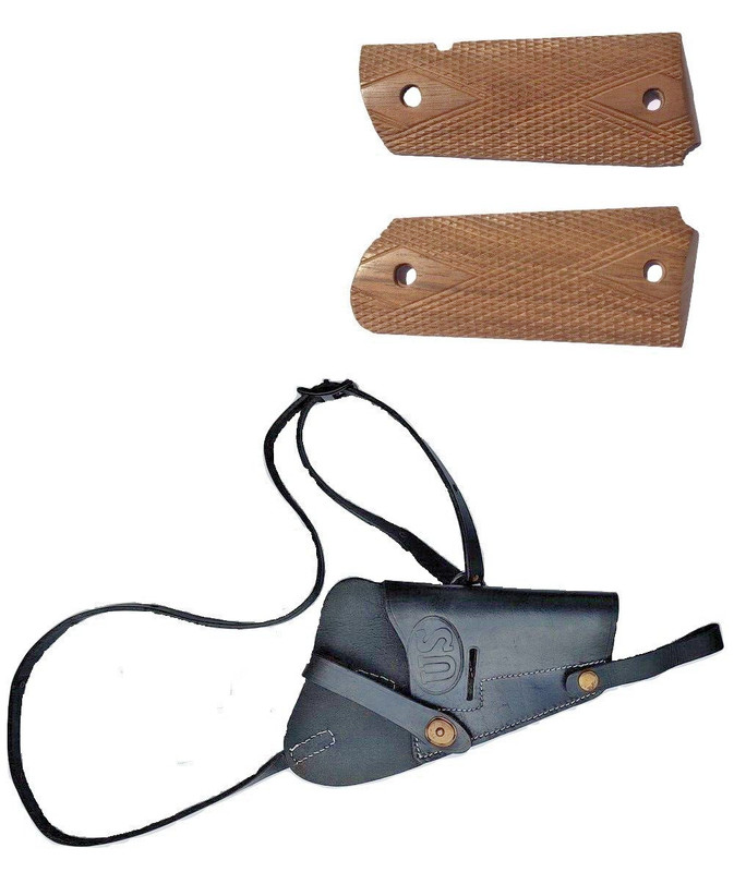 M3 WWll Colt M1911 Shoulder Holster Black with Wood Colt Grip