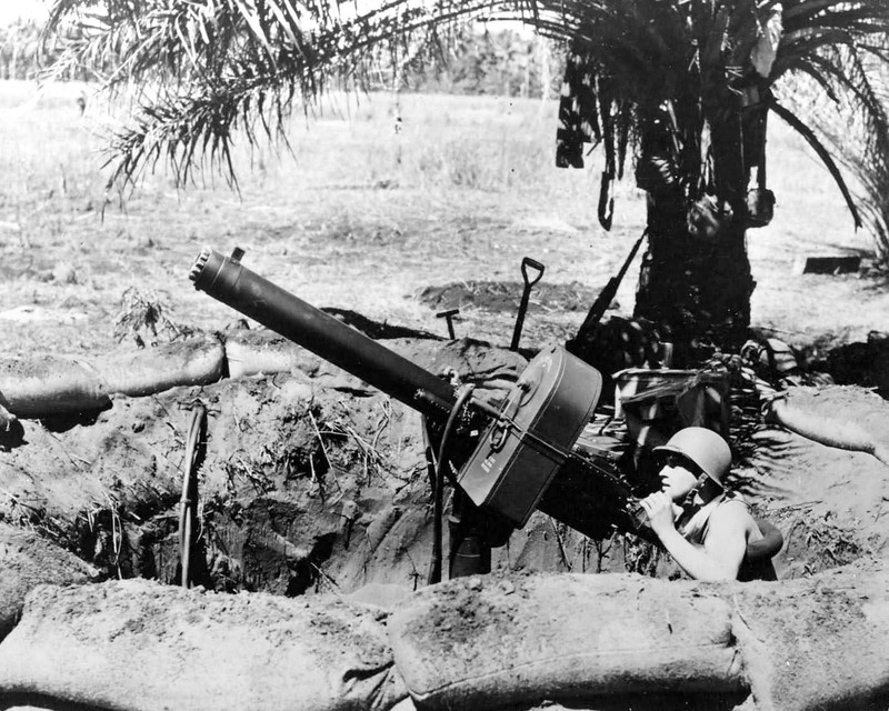 Marine at Browning .50-cal Water-Cooled Antiaircraft WWII WW2 8×10 Photo 718c