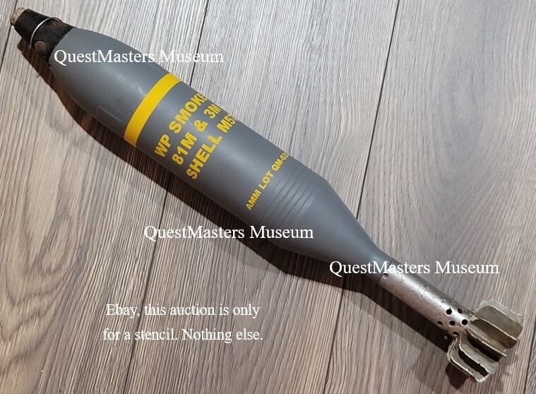 U.S. WWII 81mm and 3-inch M57 WP Smoke Mortar Shell, Stencil 173