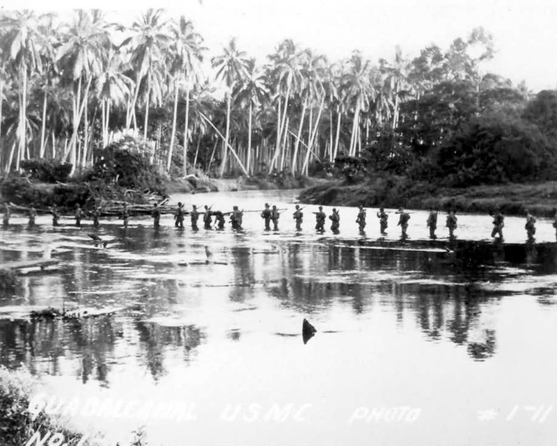 Marine Patrol crosses the Matanikau River World War WWII WW2 8×10 Photo 726c