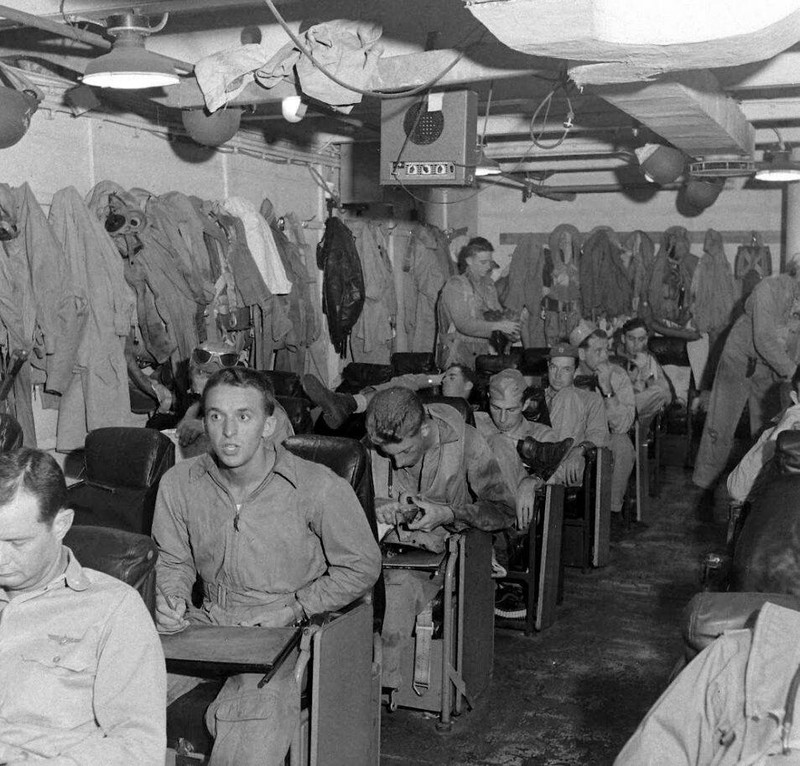 WW2 WWII Photo Aboard US Lexington CV-16 in 1944 World War Two US Navy / US064