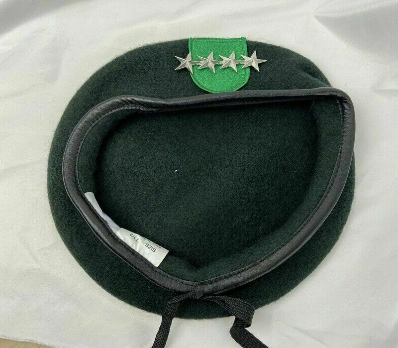 7-3/8 US ARMY 9TH SPECIAL FORCES GROUP BLACKISH GREEN COLOUR 4star BERET CAP HAT gallery