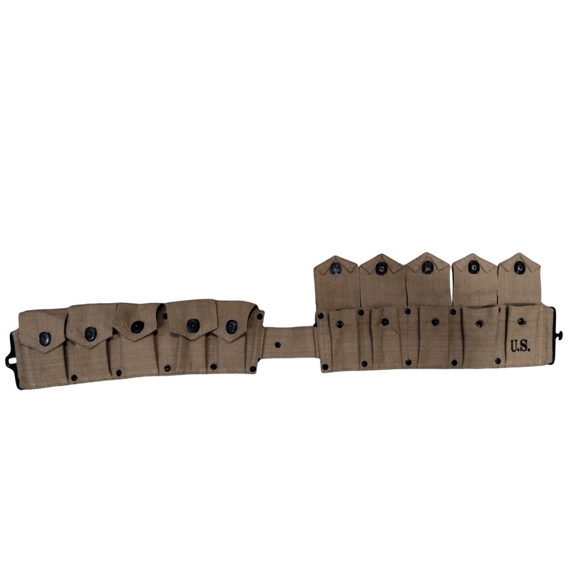 U.S.WWII Springfield M1923 Garand Cartridge Canvas 10 Pocket Belt Khaki gallery