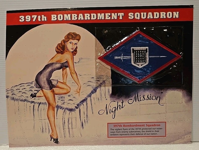 WWII Emblems Of Air War Patch 397th Bombardment Squadron "Night Mission" W&W