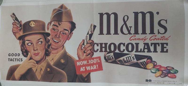 M&M's/ Mars 1942 Advertisemen Poster Reproduction Reprint 1987 World War II Used