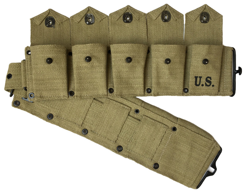 WWII U.S. Army M1923 M1 Garand Rifle Cartridge 10 Pocket Canvas Belt-OD GREEN gallery