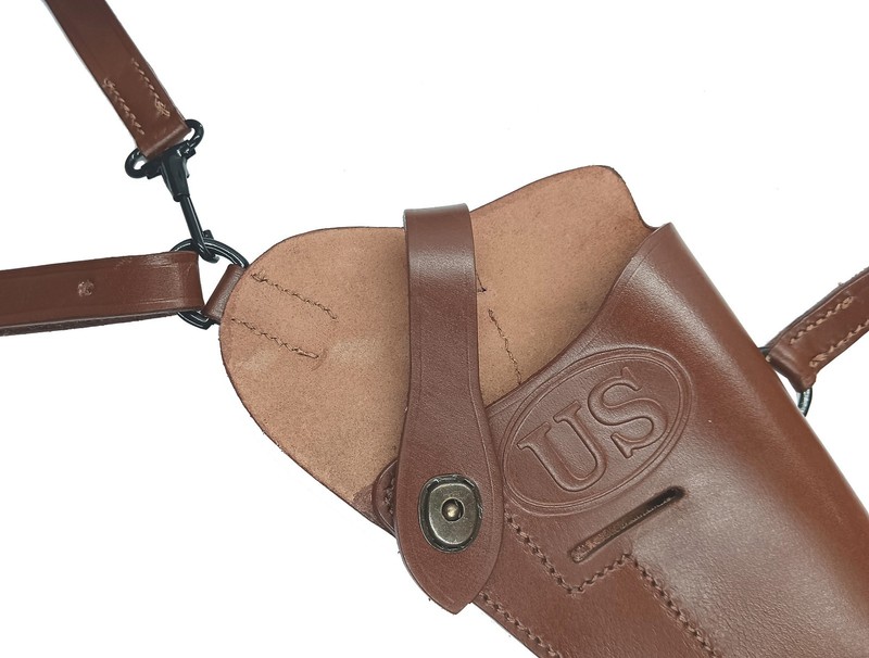 WW2 US Army M7 Leather Shoulder Holster for Colt M1911 45 acp Pistol Repro Brown gallery