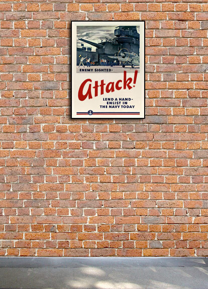 “Enemy Sighted - ATTACK!” 1943 Vintage Style World War 2 Poster - 18x24 gallery