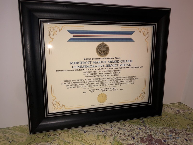 SCSA - MERCHANT MARINE ARMED GUARD COMMEMORATIVE MEDAL CERTIFICATE ~ Type 1 gallery
