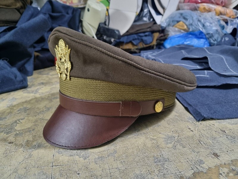USA Military Cap U.S. Officer Visor Crusher Cap Winter (OD Green)- All Size gallery