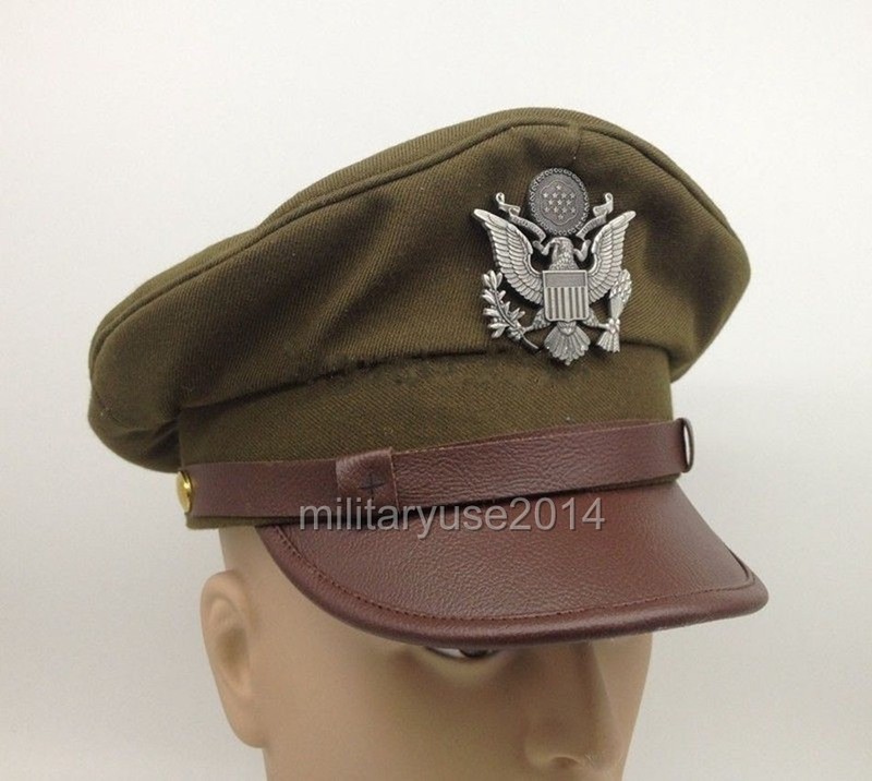 WWII WW2 US ARMY AIR FORCE AAF OFFICER CAP EAGLE BADGE HAT CAP SIZE M 56-57 CM