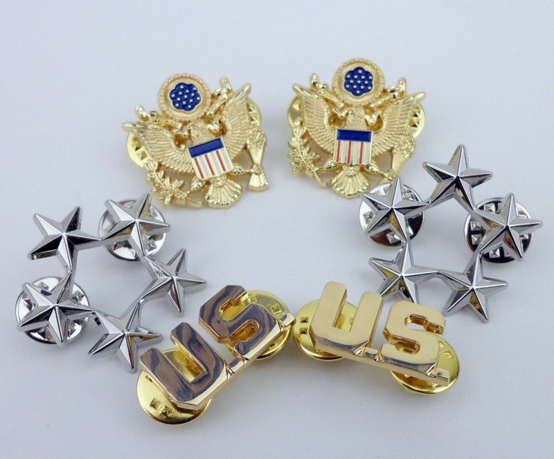 –Set WWII US Army Officer 5 Stars General Rank Badges eagle US Pin Insignia–