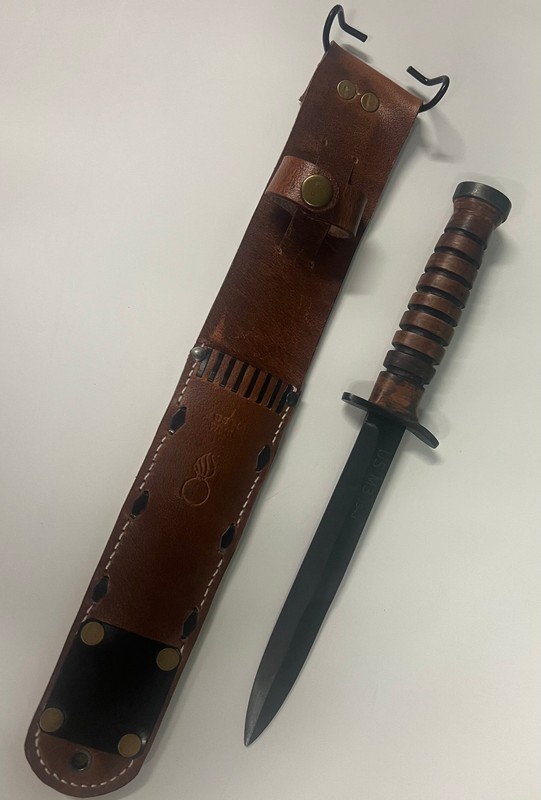 U.S. M-3 FIGHTING KNIFE W/ SHEATH KNIFE DATED 1943
