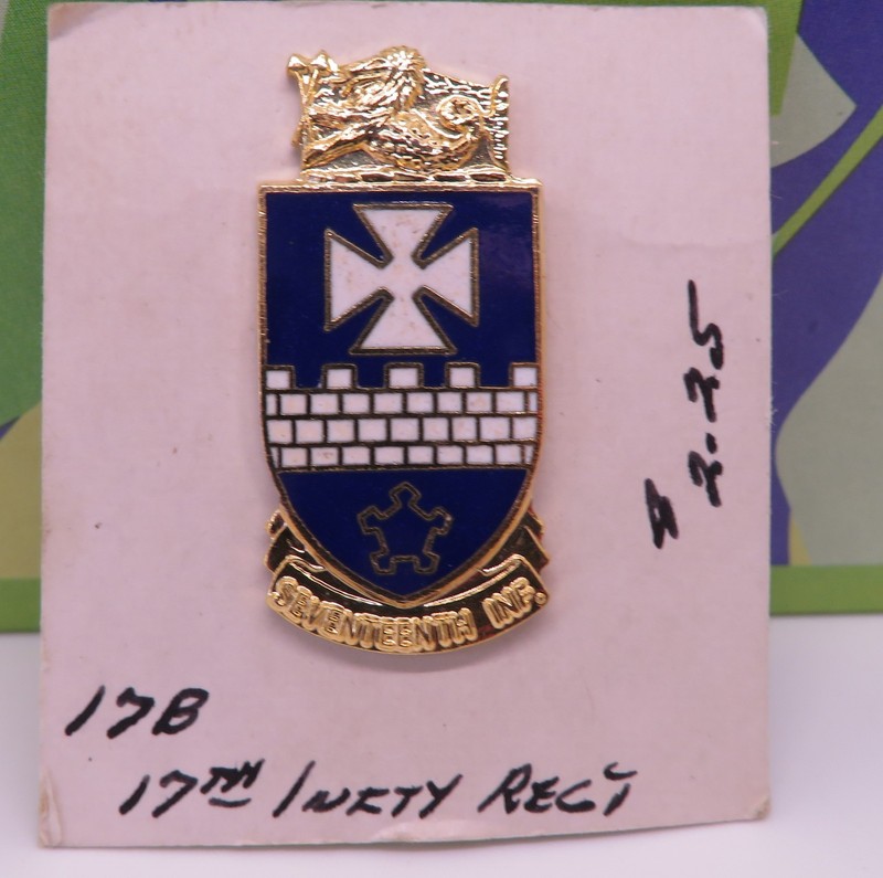 VINTAGE US ARMY 17th INFANTRY REGIMENT INSIGNIA DUI ENAMELED PIN ED COLLINS