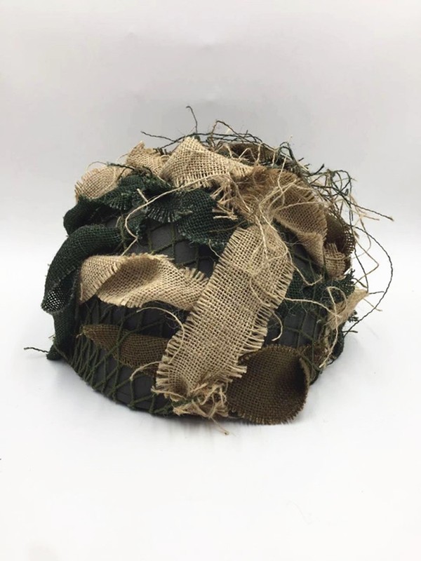 WW2 US Army Airborne M1C Helmet Scrim Camouflage Three Colors Only Have Cover gallery