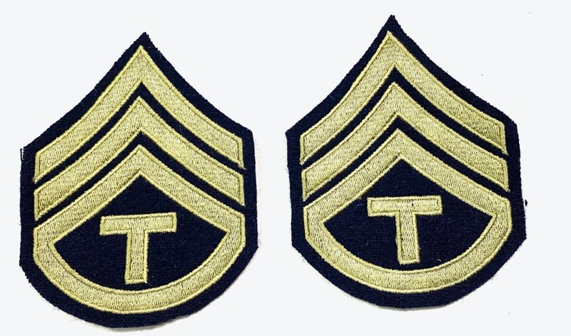 WWII US NCO T3 TECH SERGEANT JACKET RANK CHEVRONS INSIGNIA