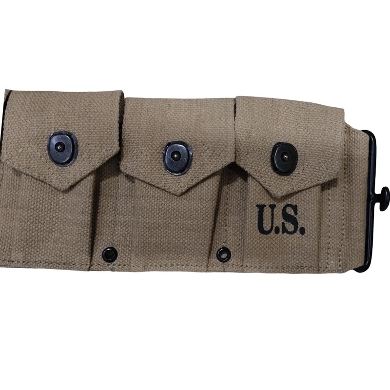 U.S.WWII Springfield M1923 Garand Cartridge Canvas 10 Pocket Belt Khaki gallery