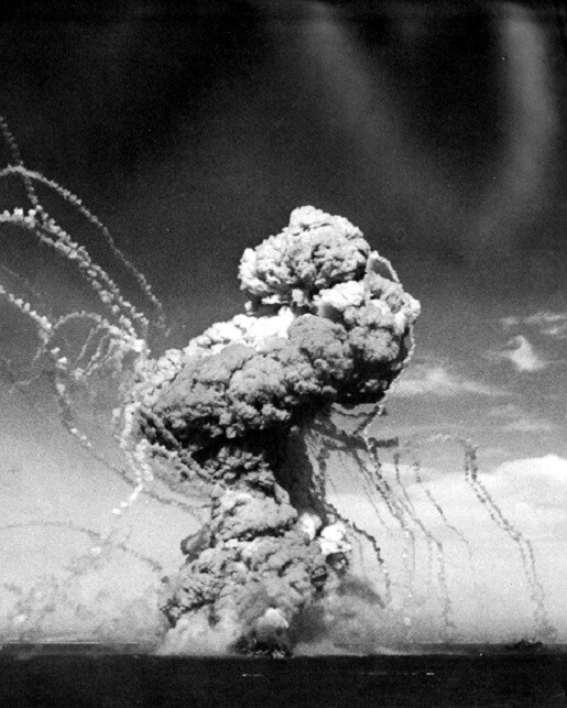 Coast Guard-Manned Combat Transport Ship Explosion WWII 8x10 Photo Print 71a